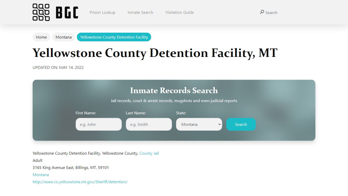 Yellowstone County Detention Facility, MT Inmate Search ...